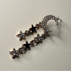 Gold Tinted Moon and Stars Earring Set
